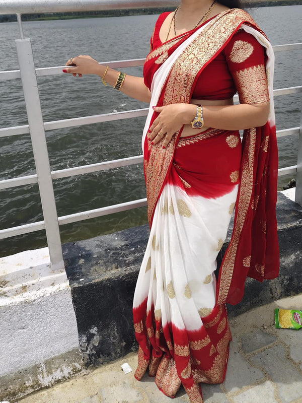 GEORGETTE SHIBORI GOLDEN BOOTA SAREE
