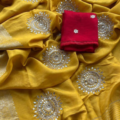 PURE RUSSIAN SILK ZARI HANDWORK SAREES