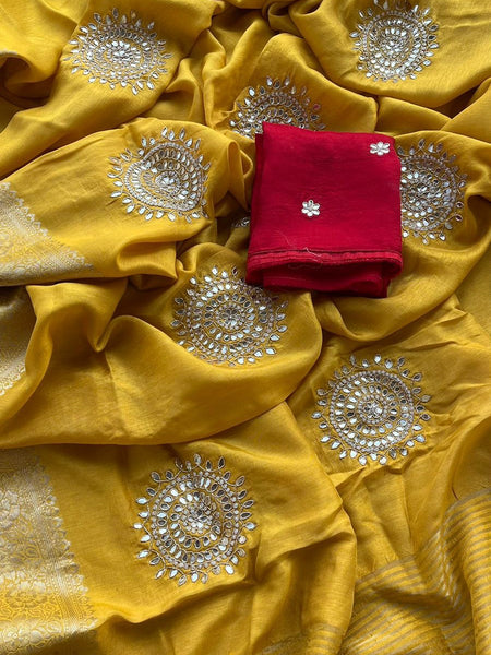 PURE RUSSIAN SILK ZARI HANDWORK SAREES