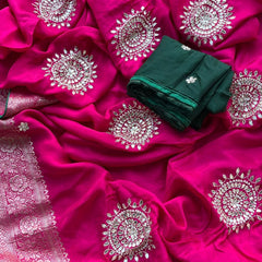PURE RUSSIAN SILK ZARI HANDWORK SAREES
