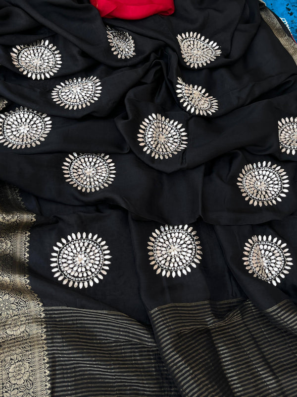 PURE RUSSIAN SILK ZARI HANDWORK SAREES