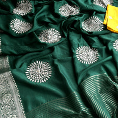 PURE RUSSIAN SILK ZARI HANDWORK SAREES