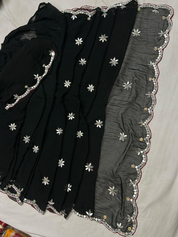 CHIFFON CUTWORK DESI GIRL SAREE