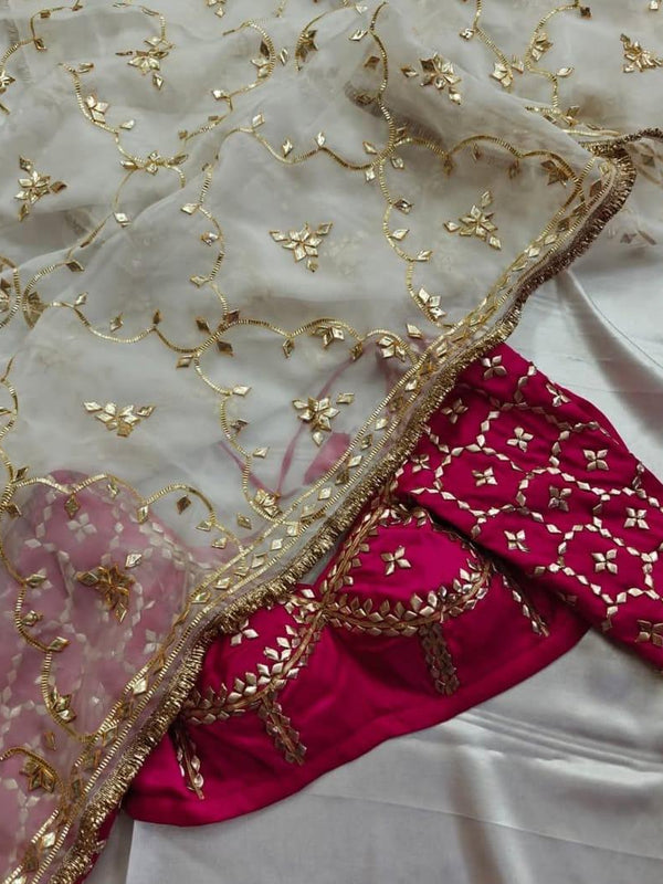 PURE CHIFFON GOLD BOOTA SAREE WITH AANGI BLOUSE