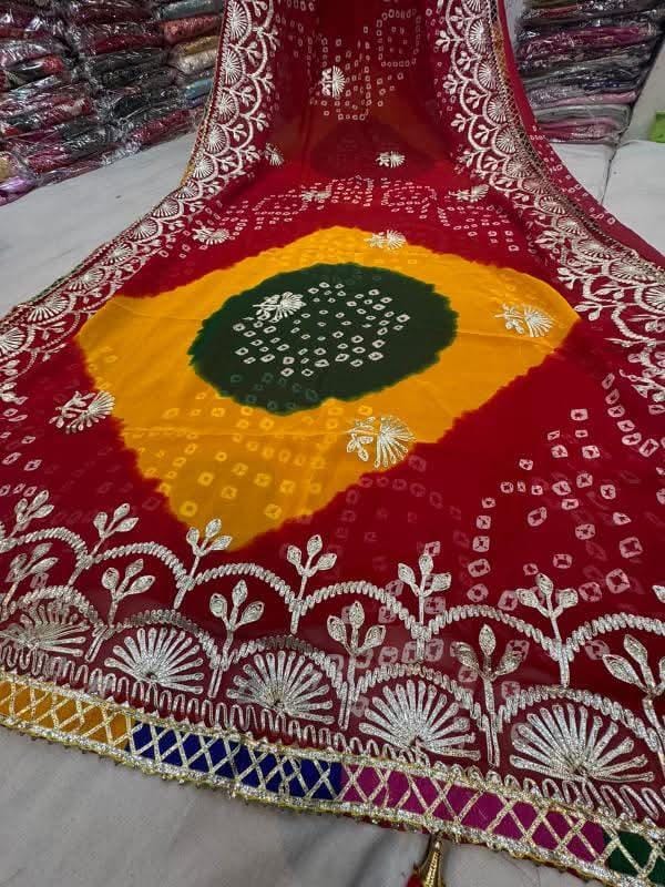 GEORGETTE SHADED MULTI BORDER SAREE