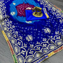 GEORGETTE SHADED MULTI BORDER SAREE