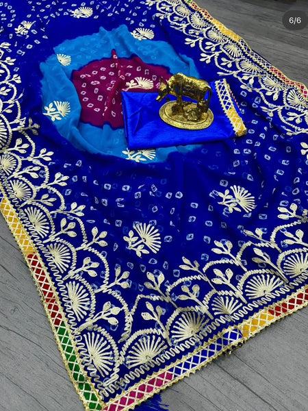GEORGETTE SHADED MULTI BORDER SAREE