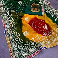 GEORGETTE SHADED MULTI BORDER SAREE
