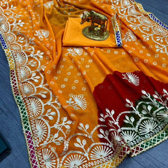 GEORGETTE SHADED MULTI BORDER SAREE