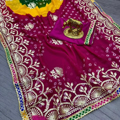 GEORGETTE SHADED MULTI BORDER SAREE