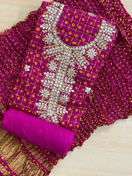 BHANDEJ GHATCHOLA SILK SUITS DRESS MATERIAL