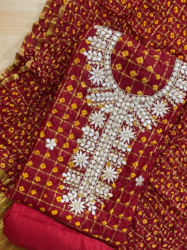 BHANDEJ GHATCHOLA SILK SUITS DRESS MATERIAL