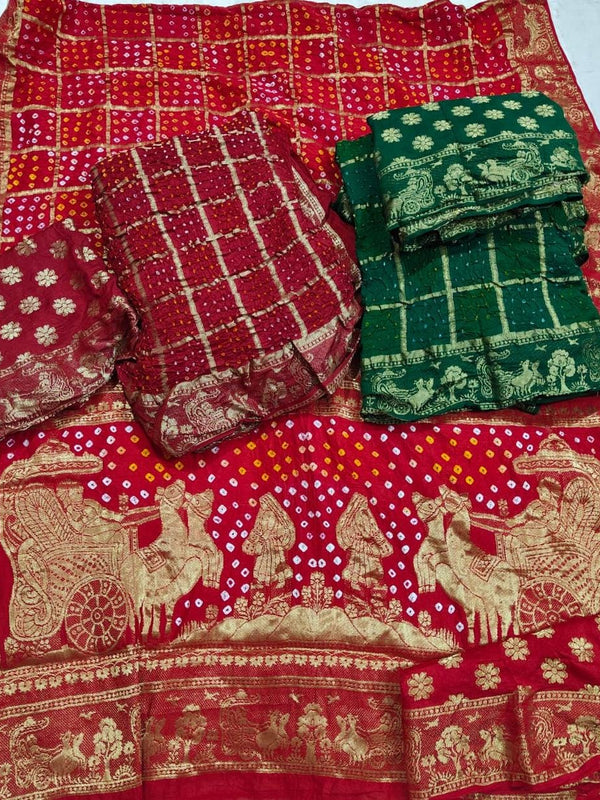 PURE MOONGA SILK GHATCHOLA BHANDEJ SAREE
