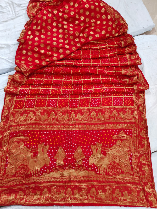 PURE MOONGA SILK GHATCHOLA BHANDEJ SAREE