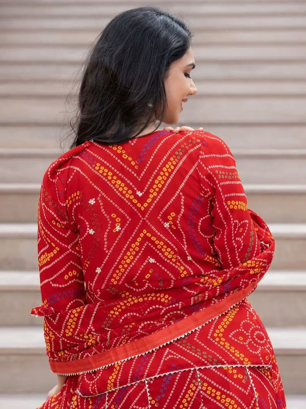BHANDEJ SLIT KURTA SKIRT WITH DUPATTA INDO WESTERN