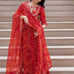 BHANDEJ SLIT KURTA SKIRT WITH DUPATTA INDO WESTERN