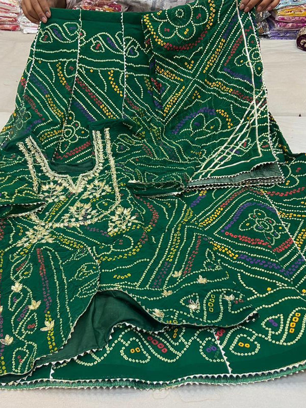 BHANDEJ SLIT KURTA SKIRT WITH DUPATTA INDO WESTERN