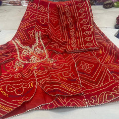 BHANDEJ SLIT KURTA SKIRT WITH DUPATTA INDO WESTERN