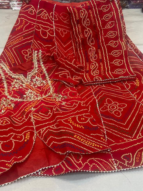 BHANDEJ SLIT KURTA SKIRT WITH DUPATTA INDO WESTERN