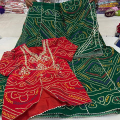BHANDEJ SLIT KURTA SKIRT WITH DUPATTA INDO WESTERN