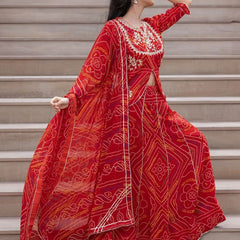 BHANDEJ SLIT KURTA SKIRT WITH DUPATTA INDO WESTERN