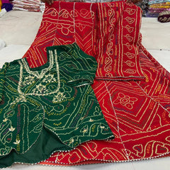 BHANDEJ SLIT KURTA SKIRT WITH DUPATTA INDO WESTERN