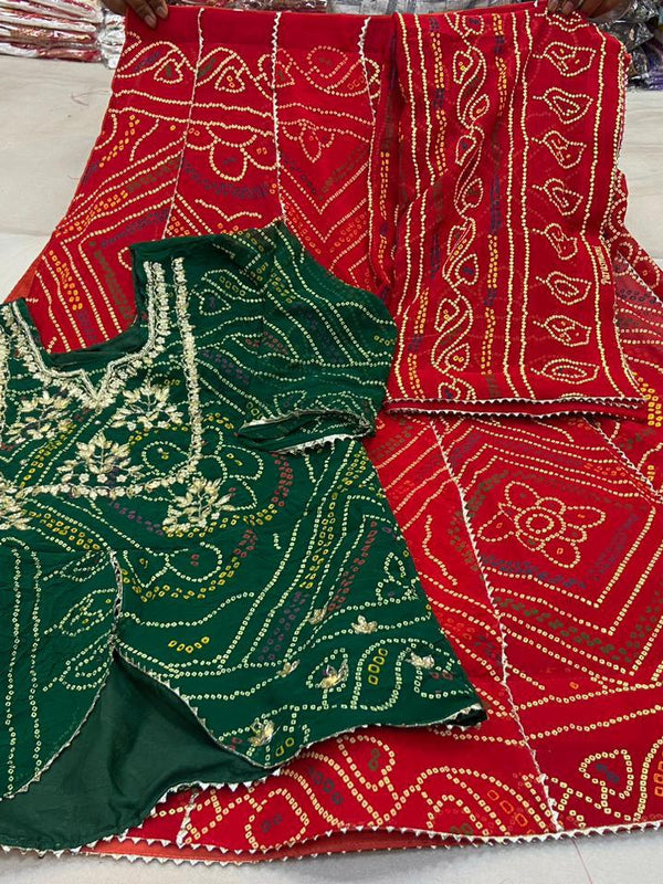 BHANDEJ SLIT KURTA SKIRT WITH DUPATTA INDO WESTERN