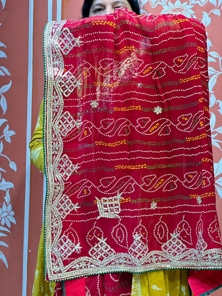 PURE VISCOSE GEORGETTE BHANDEJ SAREE