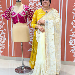 PURE DIAMOND CHIFFON SAREE WITH AANGI BLOUSE