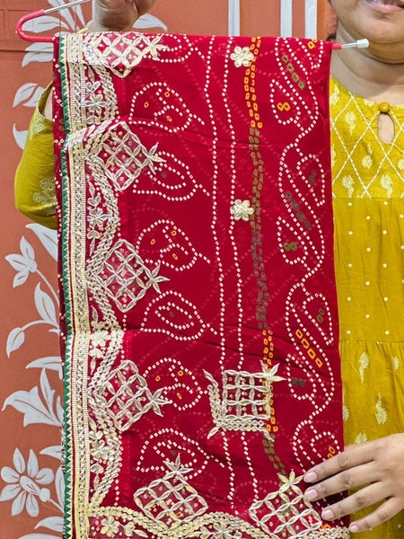 PURE VISCOSE GEORGETTE BHANDEJ SAREE