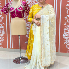 PURE DIAMOND CHIFFON SAREE WITH AANGI BLOUSE
