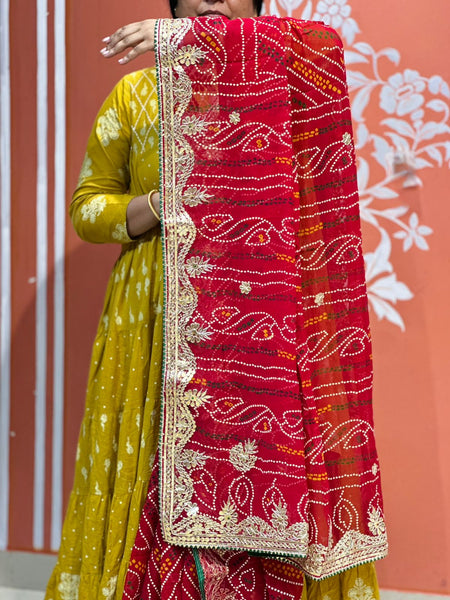 PURE VISCOSE GEORGETTE BHANDEJ SAREE
