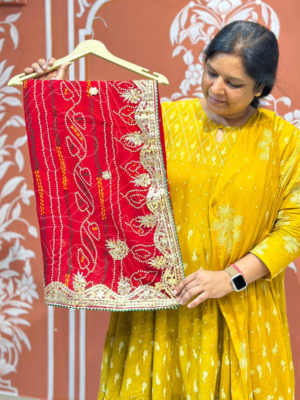 PURE VISCOSE GEORGETTE BHANDEJ SAREE