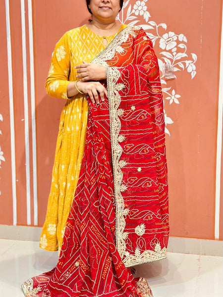 PURE VISCOSE GEORGETTE BHANDEJ SAREE