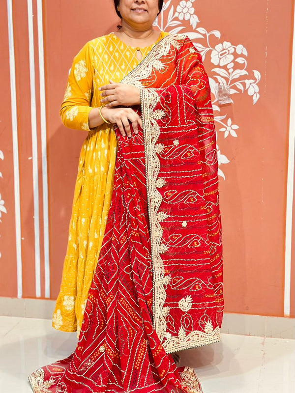 PURE VISCOSE GEORGETTE BHANDEJ SAREE