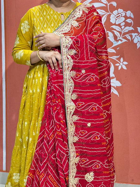 PURE VISCOSE GEORGETTE BHANDEJ SAREE