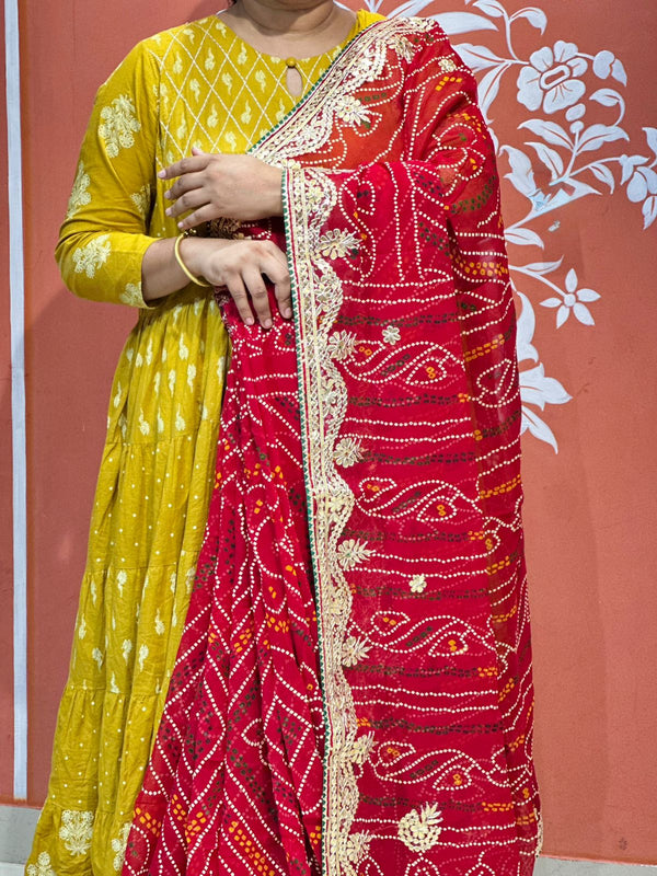 PURE VISCOSE GEORGETTE BHANDEJ SAREE