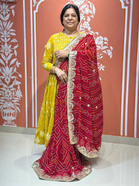 PURE VISCOSE GEORGETTE BHANDEJ SAREE