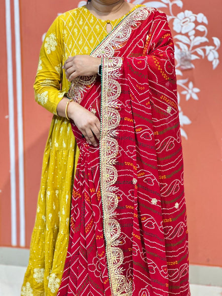 PURE VISCOSE GEORGETTE BHANDEJ SAREE