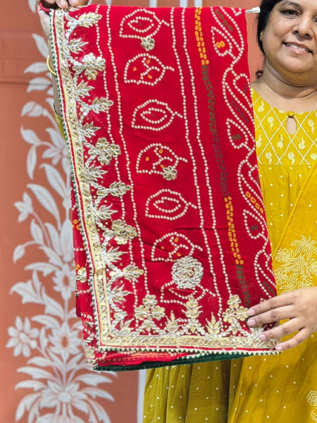 PURE VISCOSE GEORGETTE BHANDEJ SAREE