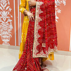PURE VISCOSE GEORGETTE BHANDEJ SAREE