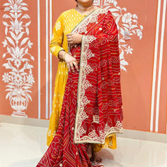 PURE VISCOSE GEORGETTE BHANDEJ SAREE