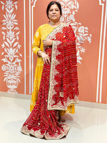PURE VISCOSE GEORGETTE BHANDEJ SAREE