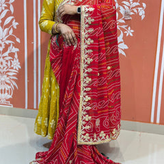PURE VISCOSE GEORGETTE BHANDEJ SAREE