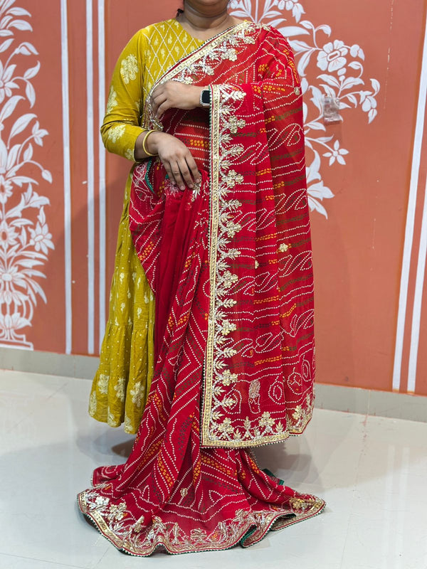 PURE VISCOSE GEORGETTE BHANDEJ SAREE