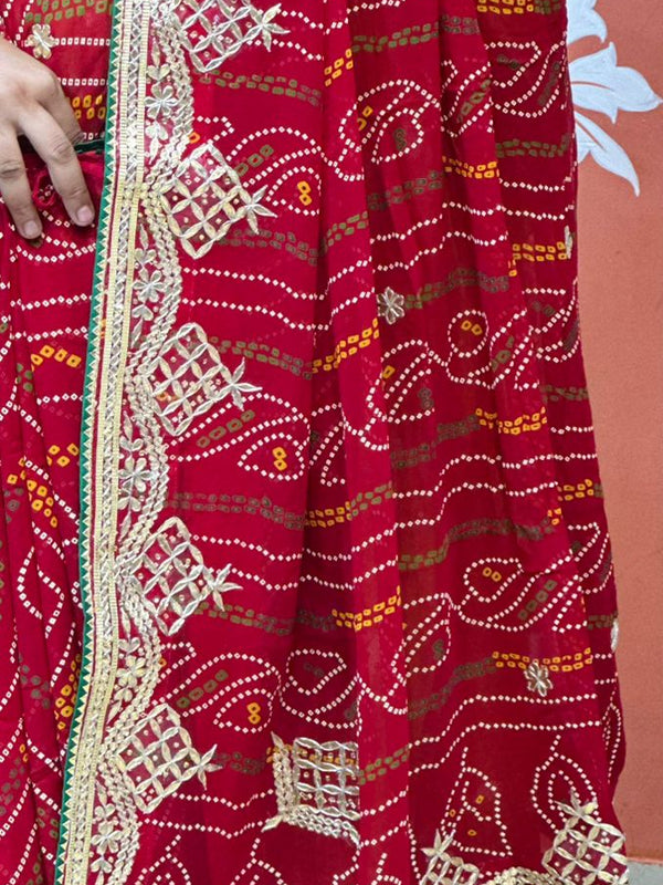 PURE VISCOSE GEORGETTE BHANDEJ SAREE