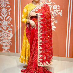 PURE VISCOSE GEORGETTE BHANDEJ SAREE