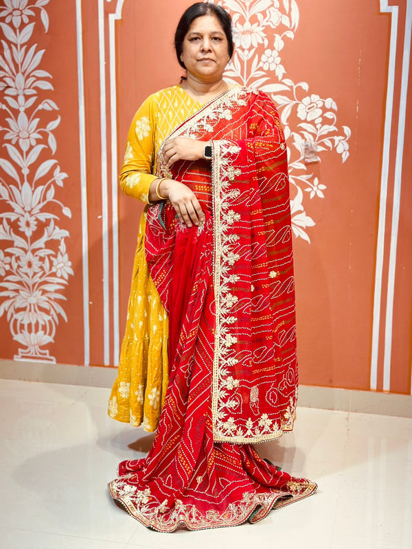 PURE VISCOSE GEORGETTE BHANDEJ SAREE