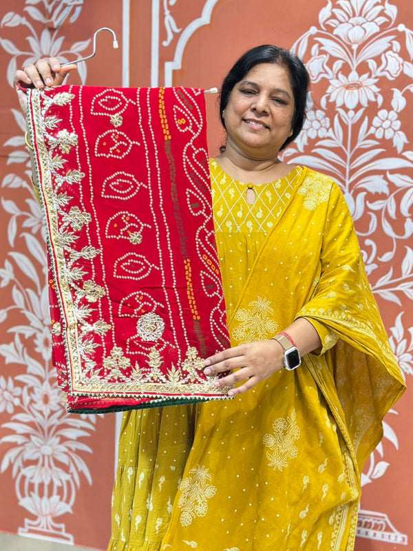 PURE VISCOSE GEORGETTE BHANDEJ SAREE