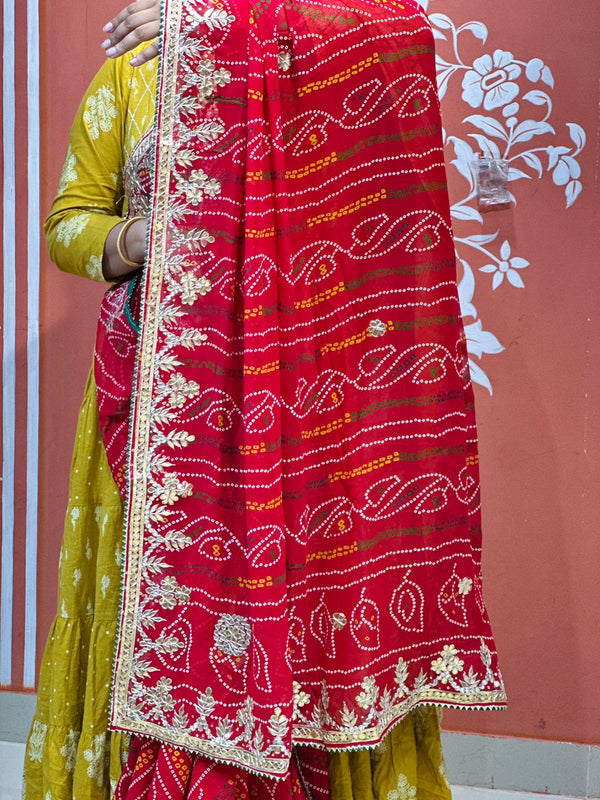 PURE VISCOSE GEORGETTE BHANDEJ SAREE